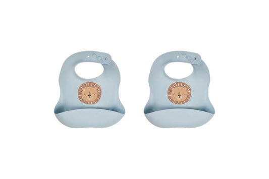 2x Splosh Baby Lion Silicone Feeding Bib Adjustable Food Catcher 24cm BLU 0+