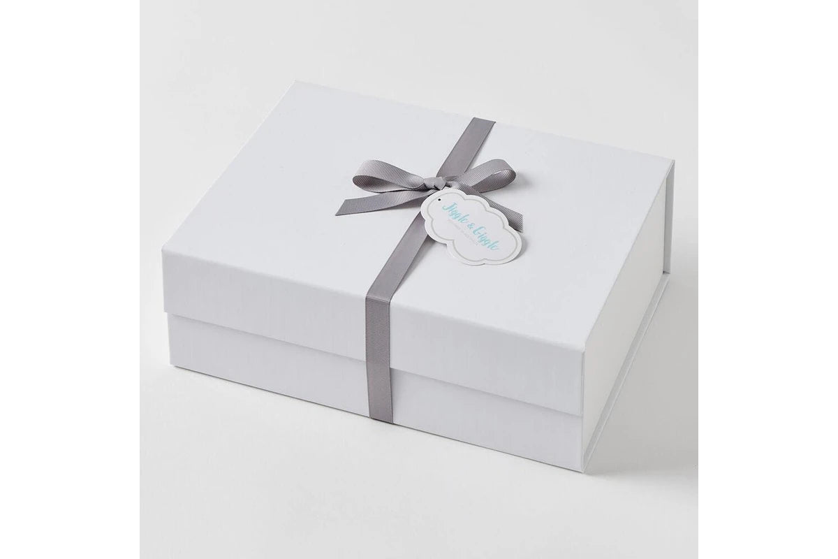 3pc Jiggle & Giggle Sheep Plush Towel Blanket Hamper Gift Set Grey