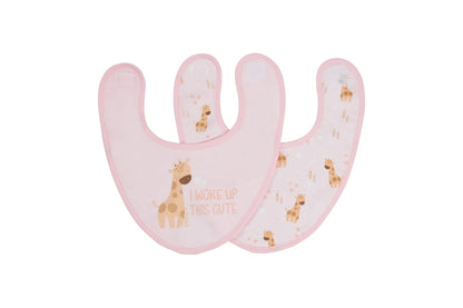 4pc Splosh Baby Infant Giraffe Cotton Feeding Bib Terry Absorbent 22x30cm Pink