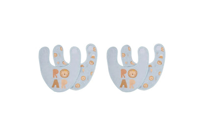 4pc Splosh Baby Infant Lion Cotton Feeding Bib Terry Absorbent 22x30cm Blue