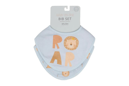 4pc Splosh Baby Infant Lion Cotton Feeding Bib Terry Absorbent 22x30cm Blue