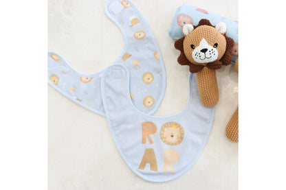 4pc Splosh Baby Infant Lion Cotton Feeding Bib Terry Absorbent 22x30cm Blue