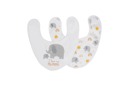 4pc Splosh Baby Infant Elephant Cotton Feeding Bib Terry Absorbent 22x30cm Grey