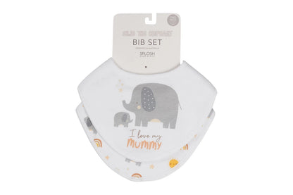4pc Splosh Baby Infant Elephant Cotton Feeding Bib Terry Absorbent 22x30cm Grey