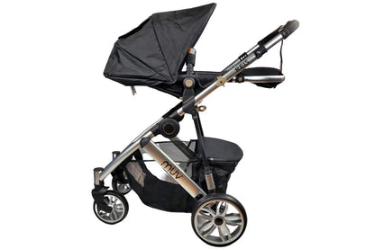 Aussie Baby REIS 4 Wheel Pram - Black