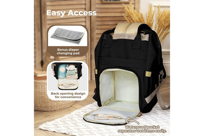Bopeep Nappy Changing Bag Mummy Backpack Baby Diaper Bag Travel Waterproof Black