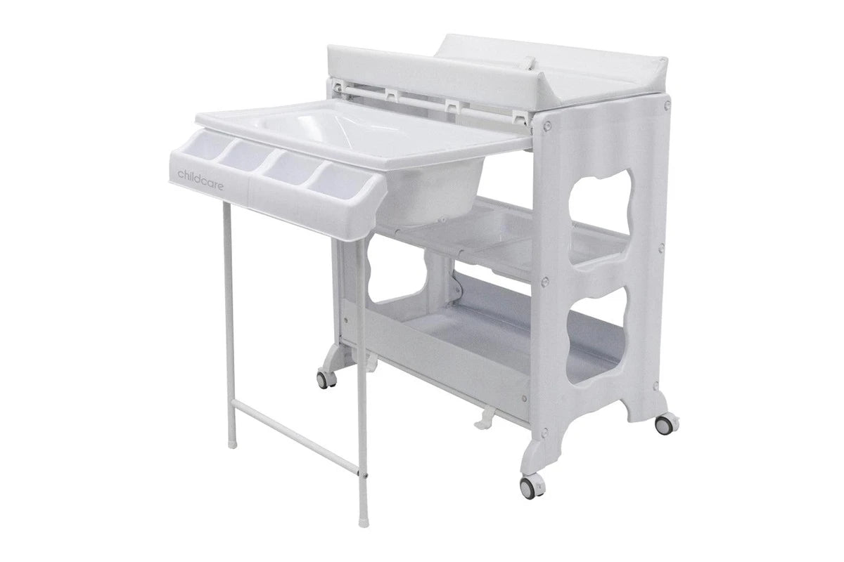 Childcare Montana With Sturdy Steel Frame And Easy Slide-out Bath Feature - White