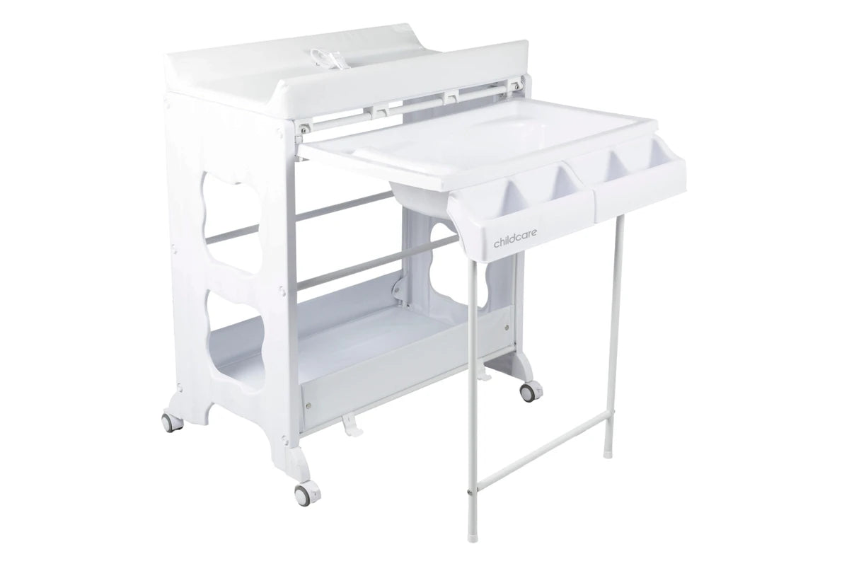 Childcare Montana With Sturdy Steel Frame And Easy Slide-out Bath Feature - White