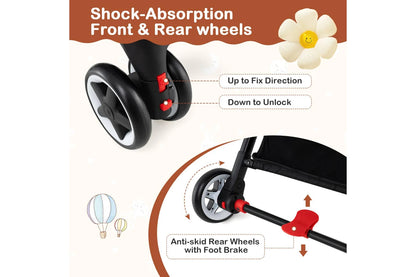 Costway Foldable Travel Stroller w/Canopy & Storage Basket Adjustable Aluminum Frame Dash Pram Pushchair
