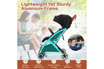 Costway Foldable Travel Stroller w/Canopy & Storage Basket Adjustable Aluminum Frame Dash Pram Pushchair