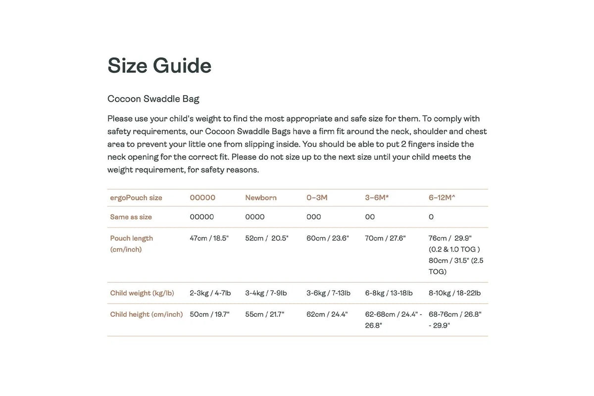 ErgoPouch Cocoon Swaddle Bag TOG 3.5 Baby Infant MULTIPLE SIZES - Breathable Willow