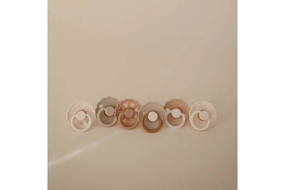 Frigg Silicone Pacifiers 6 Pack - Cinnamon Charm (0-6 months)