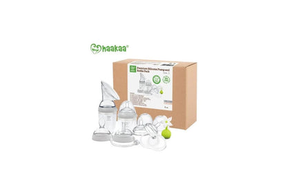 Haakaa Generation 3 Silicone Breast Pump and Bottle Premium Pack - Grey