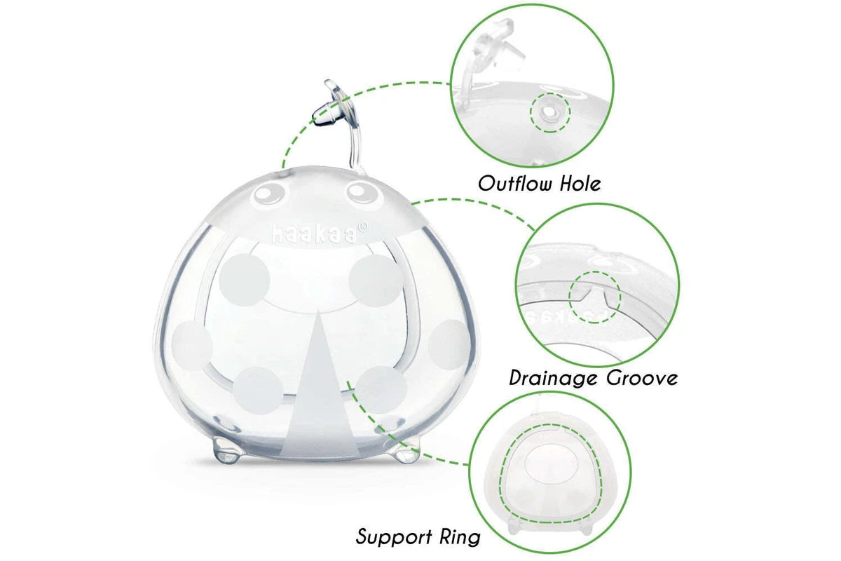 Haakaa Ladybug Silicone Breast Milk Collector - 2 Collectors with Caramel Storage Bag (150ml)