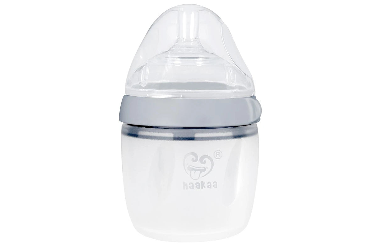 Haakaa Silicone Baby Bottle - Grey (160ml)