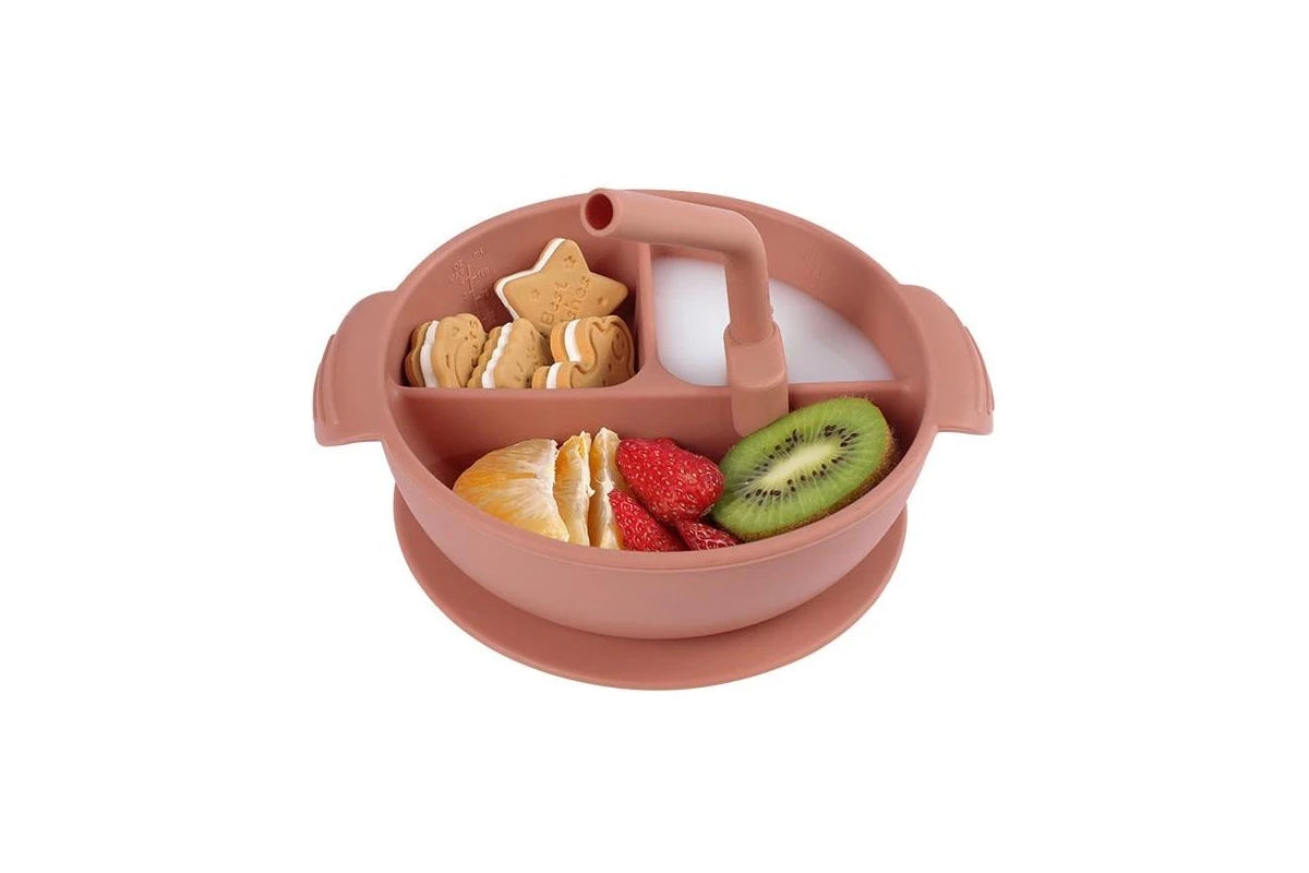 Haakaa Silicone Divided Suction Bowl - Blush & Suva Grey