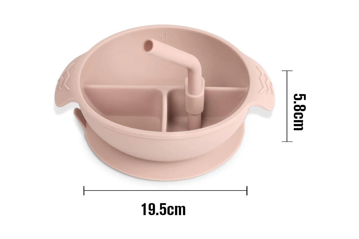 Haakaa Silicone Divided Suction Bowl - Blush & Suva Grey