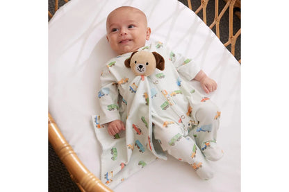 Jiggle & Giggle Baby Trucking Along Romper Comforter 100% Cotton Blue