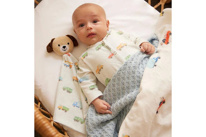 Jiggle & Giggle Baby Trucking Along Romper Comforter 100% Cotton Blue