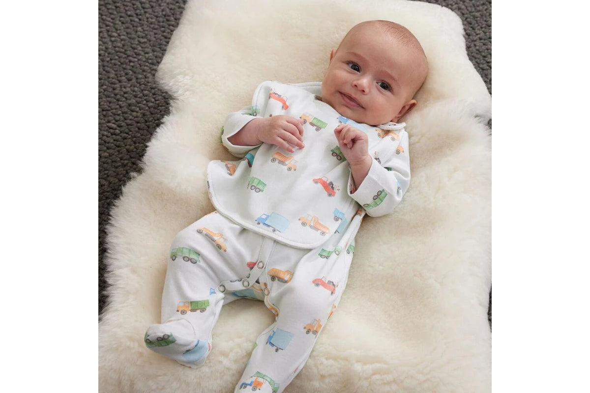 Jiggle & Giggle Baby Trucking Along Romper Comforter 100% Cotton Blue