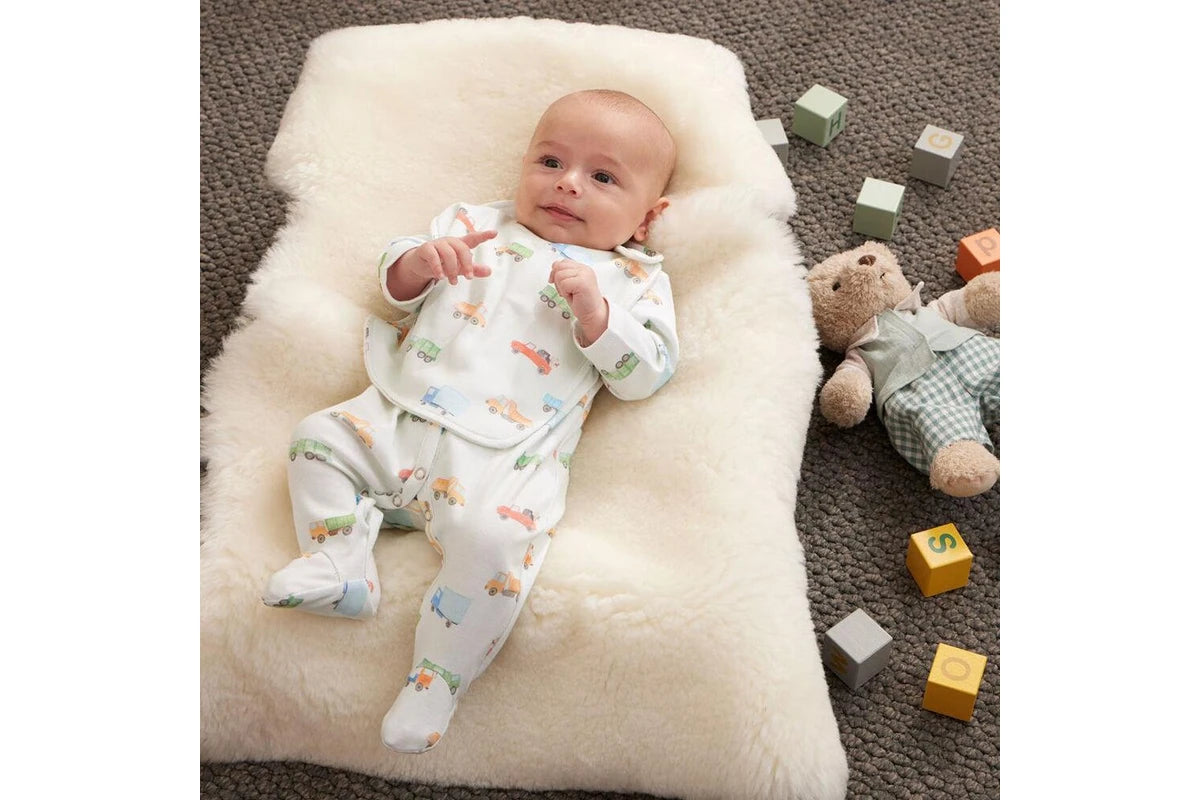 Jiggle & Giggle Baby Trucking Along Romper Comforter 100% Cotton Blue