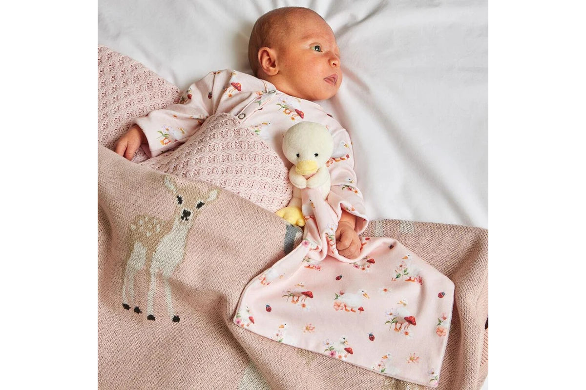 Jiggle & Giggle Baby Waddling Around Romper Comforter 100% Cotton Pink