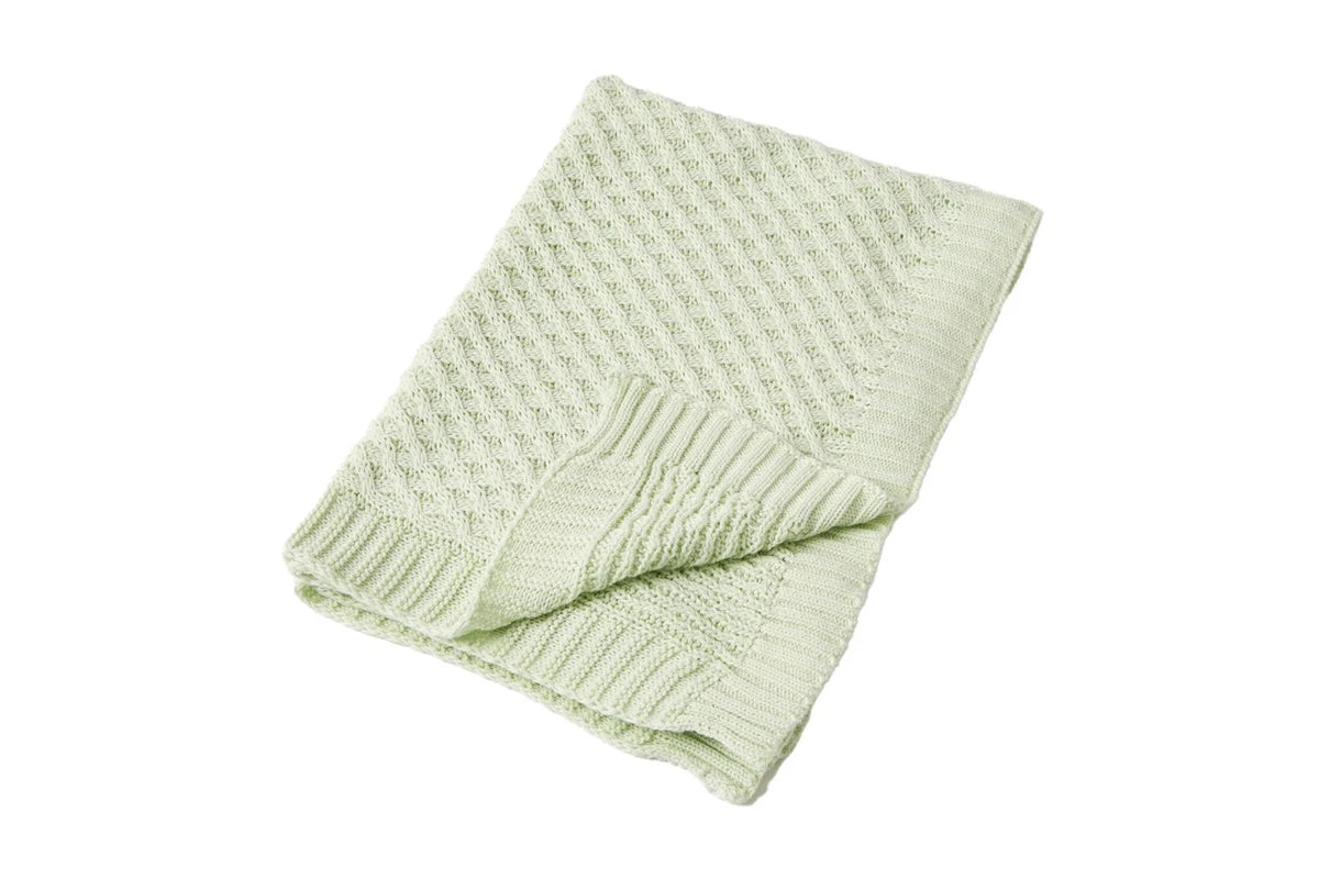Jiggle & Giggle Cotton Basket Weave Knit Baby Blanket Infant Cuddle Wrap Green