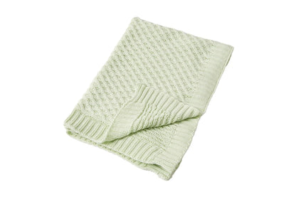 Jiggle & Giggle Cotton Basket Weave Knit Baby Blanket Infant Cuddle Wrap Green