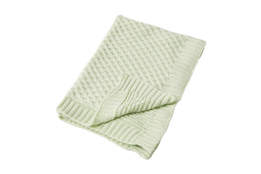 Jiggle & Giggle Cotton Basket Weave Knit Baby Blanket Infant Cuddle Wrap Green