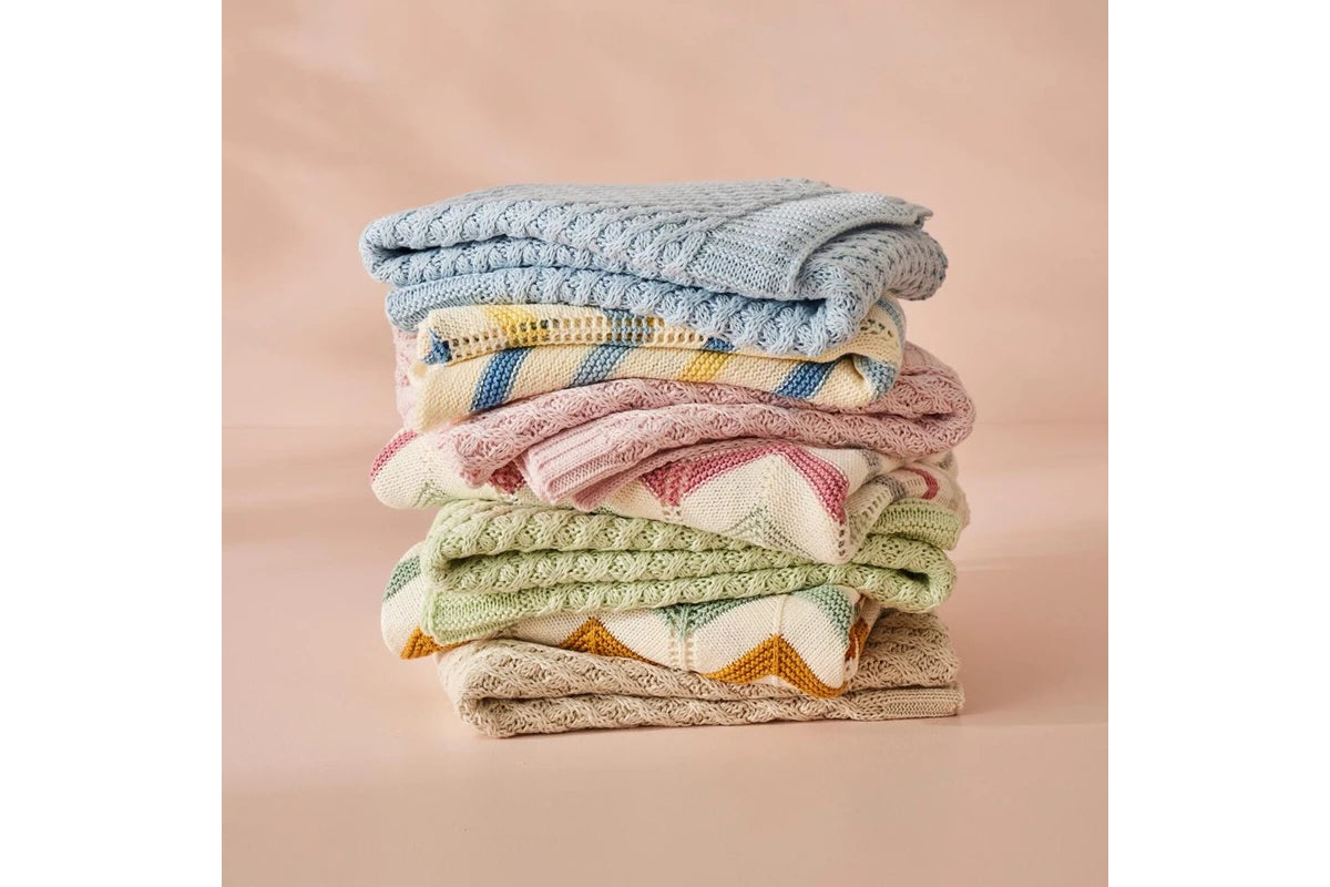 Jiggle & Giggle Cotton Basket Weave Knit Baby Blanket Infant Cuddle Wrap Natural