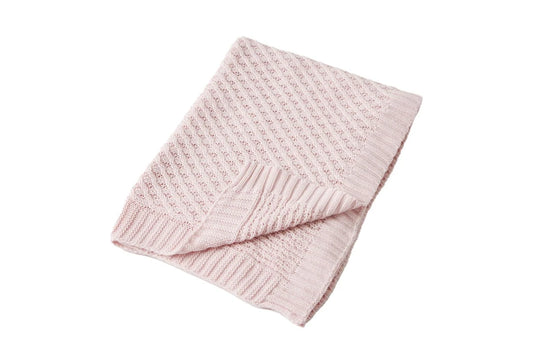 Jiggle & Giggle Cotton Basket Weave Knit Baby Blanket Infant Cuddle Wrap Pink