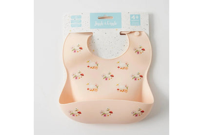 Jiggle & Giggle Waddling Around Silicone Bib Baby/Toddler Dinnerware Peach