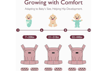 Momcozy Khaki Cotton 3 in 1 Lumbar Support Handsfree Baby Carrier 3-24Months NEW