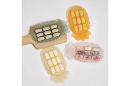 Haakaa Pineapple Silicone Nibble Tray - Blush, Peagreen, Banana (with Label Slot)
