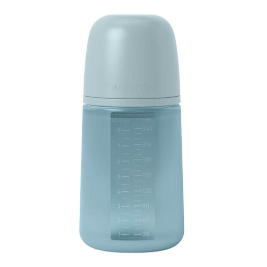 Suavinex Colour Essence Silicone Bottle 240ml Medium Flow 3+ Months - Blue