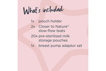 Tommee Tippee Breast Milk Teats Holder Pouch Starter Set w Sterilised Pouches