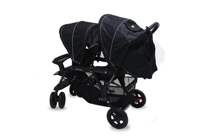 Veebee Doubletake Pram Tandem Twin Stroller Baby Infant Toddler Salt & Pepper