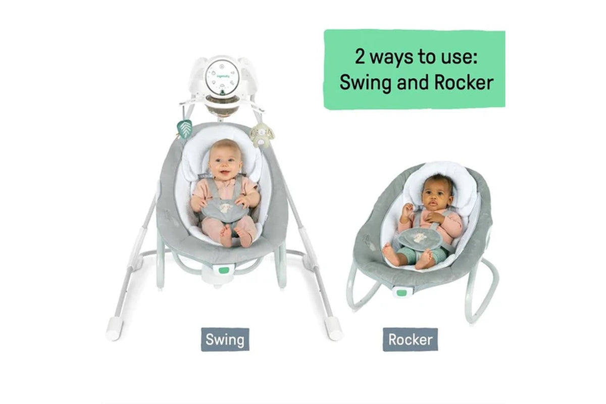 Ingenuity InLighten Baby/Newborn Soothing Swing And Rocker - Remy White/Grey 0m+