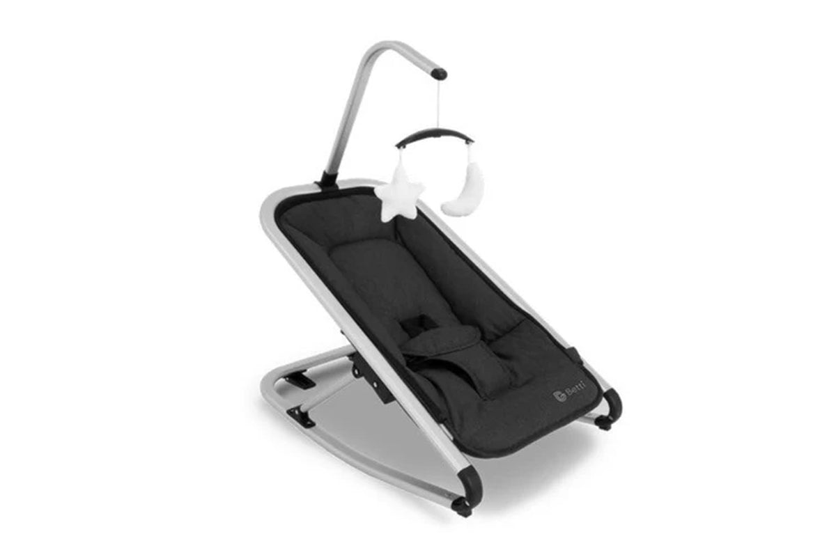 Betti Baby Infant Fabric Nonna Adjustable Folding Bouncer Rocker Black